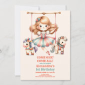 Karneval Circus Kinder 1 Geburtstag Party Einladung (Vorderseite)