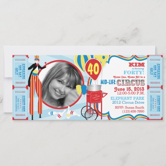 Karneval Circus Stilt Walker Geburtstag Einladung (Vorderseite)