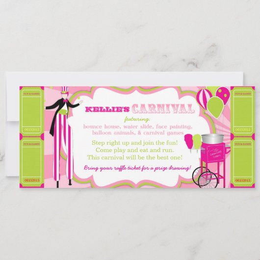 Karneval Circus Stilt Walker Geburtstag Einladung (Rückseite)