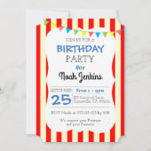 Karneval Circus Stripe Popcorn Party Einladung (Vorderseite)