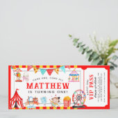 Karneval Circus Ticket Eintritt Kindergeburtstag a Einladung (Stehend Vorderseite)