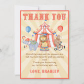 Karneval Circus & Tiere Geburtstag Danke Karte (Vorderseite)