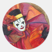 Karneval Clown Runder Aufkleber (Vorderseite)