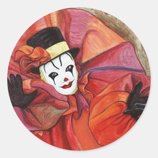 Karneval Clown Runder Aufkleber (Vorderseite)