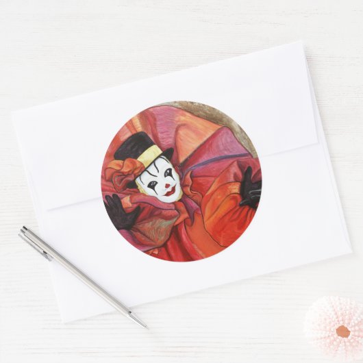 Karneval Clown Runder Aufkleber (Umschlag)