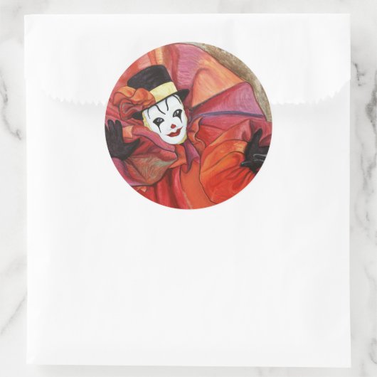 Karneval Clown Runder Aufkleber (Tasche)