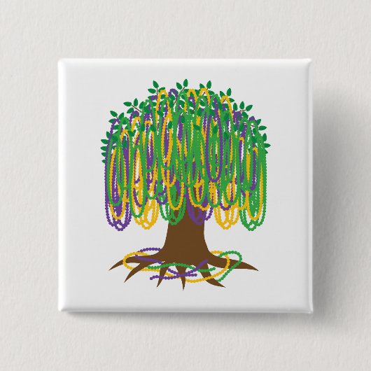 Karneval der Mardi Gras Bead Tree Button (Vorderseite)