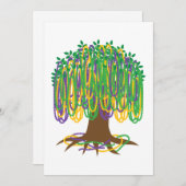 Karneval der Mardi Gras Bead Tree Einladung (Vorne/Hinten)