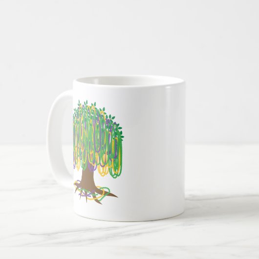 Karneval der Mardi Gras Bead Tree Kaffeetasse (Vorderseite Links)