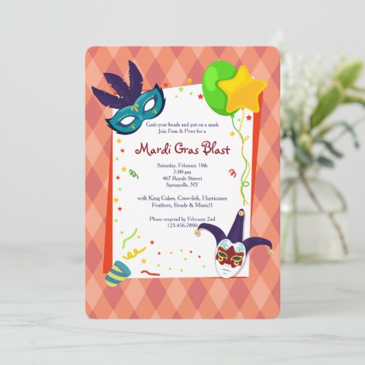 Karneval-Einladung Einladung (Stehend Vorderseite)