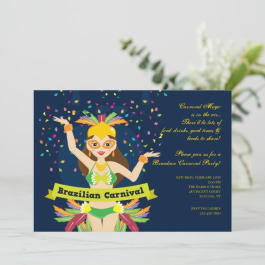 Karneval-Einladung Einladung (Stehend Vorderseite)