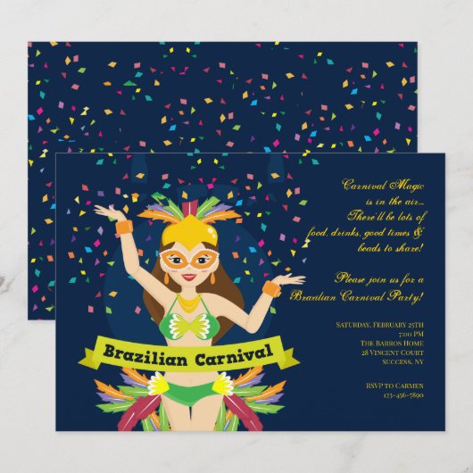 Karneval-Einladung Einladung (Vorne/Hinten)