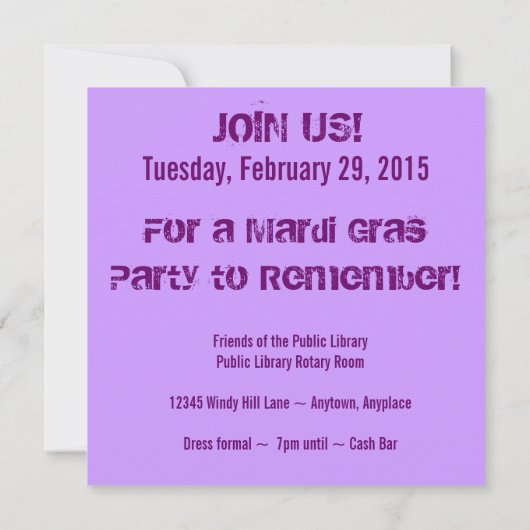 Karneval-Einladung Einladung (Rückseite)