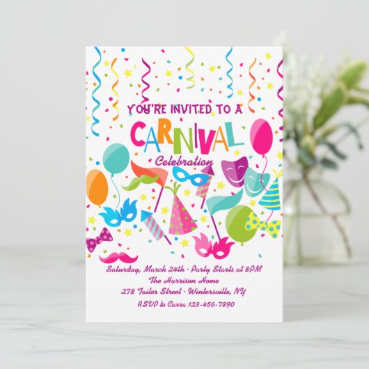 Karneval-Einladung Einladung (Stehend Vorderseite)