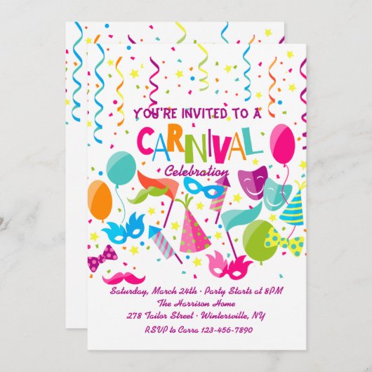 Karneval-Einladung Einladung (Vorne/Hinten)