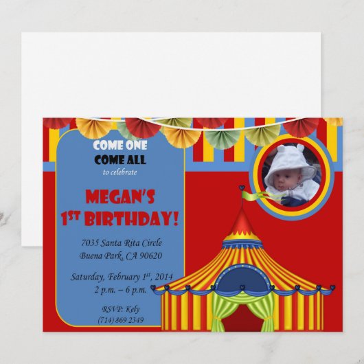 Karneval - Einladung zum Geburtstag (Vorne/Hinten)