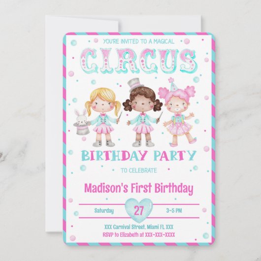 Karneval - Einladungen zum Geburtstag (Vorderseite)