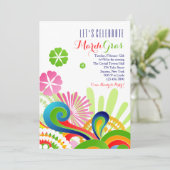 Karneval färbt Einladung (Stehend Vorderseite)