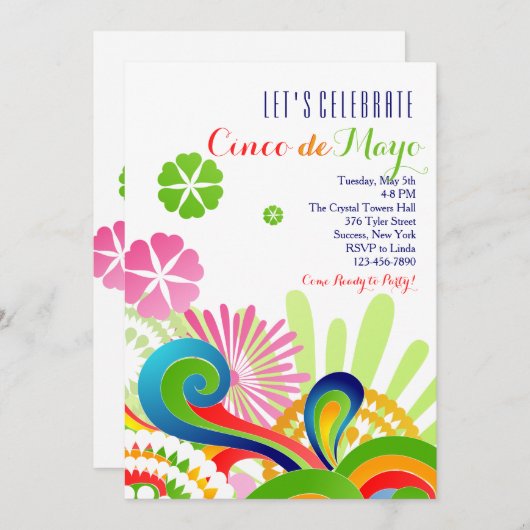 Karneval färbt Einladung Cinco Des Mayo (Vorne/Hinten)
