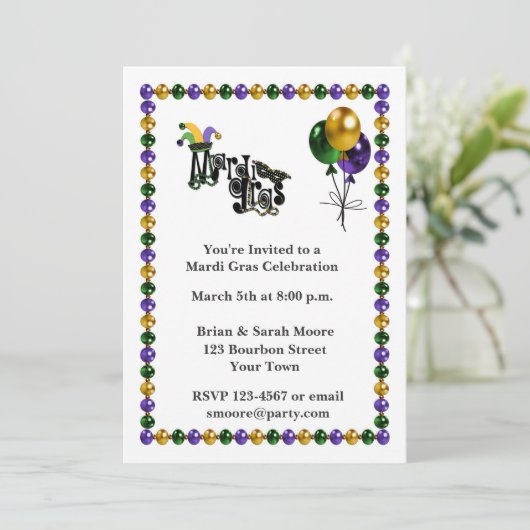 Karneval-Feier Einladung (Stehend Vorderseite)