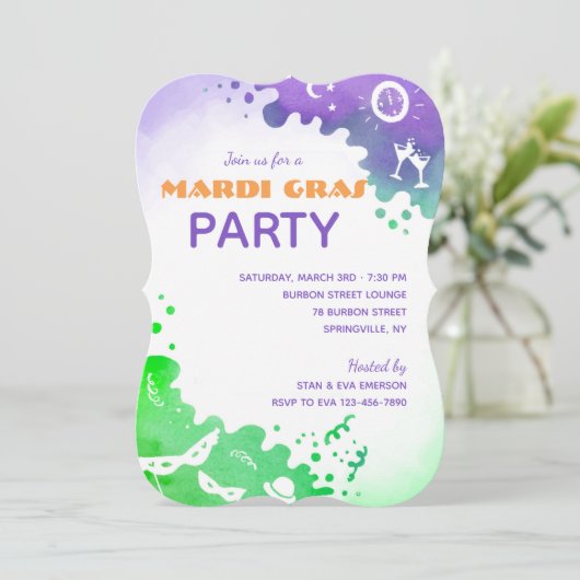 Karneval-Feier Einladung (Stehend Vorderseite)