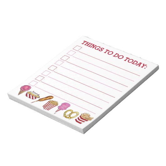 Karneval Food Nachos Cotton Candy Popcorn Pretzel Notizblock (Rotiert)