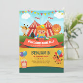 Karneval Geburtstag Einladung Circus Party (Stehend Vorderseite)