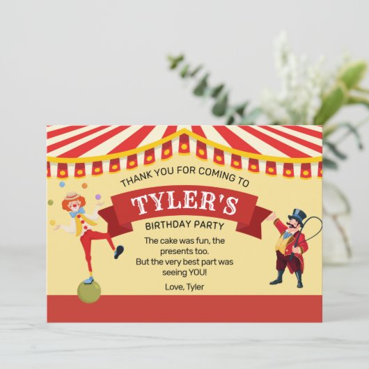 Karneval Geburtstagsparty Danke Karte (Stehend Vorderseite)