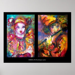 KARNEVAL GESICHTER Venezianische Maskerade ,Flötis Poster