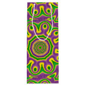 Karneval-grüner gelber lila MusterMandala Geschenktüte Für Weinflaschen (Rückseite)