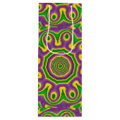 Karneval-grüner gelber lila MusterMandala Geschenktüte Für Weinflaschen (Vorderseite)