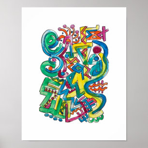 Karneval-Handgemalte abstrakte Kunst Poster