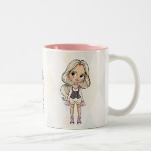 Karneval Harlekin Mädchen Zweifarbige Tasse