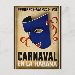 Karneval Havanna Vintage Kuba Reise Werbung Postkarte