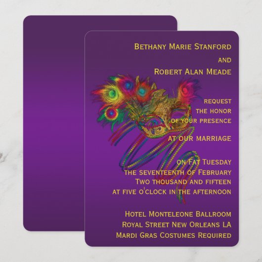 Karneval-Hochzeit Einladung (Vorne/Hinten)