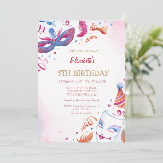 Karneval im Wasser Feiertag Einladung (Stehend Vorderseite)