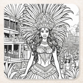 Karneval in Brasilien - Färben Rechteckiger Pappuntersetzer