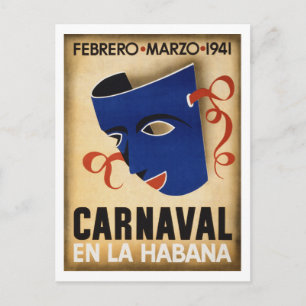 Karneval in Havanna Vintage Reiseposter Restaurier Postkarte