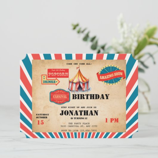 Karneval | KINDERGEBURTSTAG Einladung (Stehend Vorderseite)