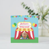 Karneval Kindergeburtstag Party Foto Einladung (Stehend Vorderseite)