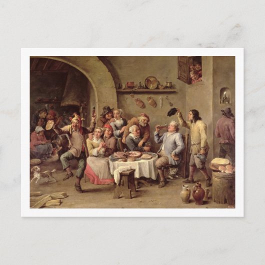 Karneval: 'Le Roi Boit', 1690 (Öl auf Kupfer) Postkarte (Vorderseite)