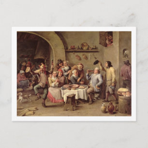 Karneval: 'Le Roi Boit', 1690 (Öl auf Kupfer) Postkarte