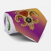 Karneval M-Buchstabe Monogram Fleur de Liz Krawatte (Gerollt)