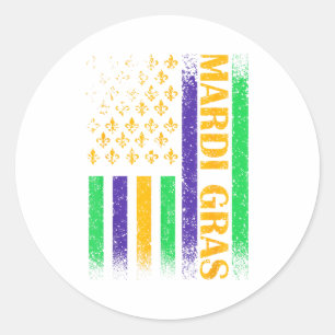 Karneval Mardi Gras USA Amerikanische Flagge Fleur Runder Aufkleber