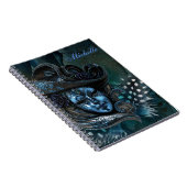 Karneval Mask Blue Damask Note Book Notizblock (Rechte Seite)