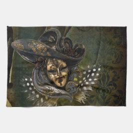 Karneval Mask-Green Damask Küchentuch
