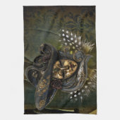 Karneval Mask-Green Damask Küchentuch (Vertikal)