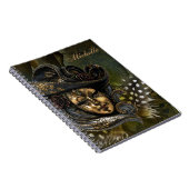 Karneval Mask Green Damask Note Book Notizblock (Rechte Seite)