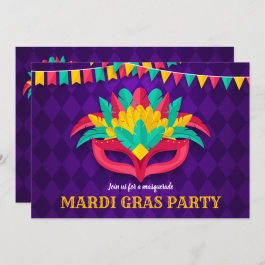 Karneval-Maskerade-Party Einladung (Vorne/Hinten)