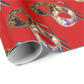 KARNEVAL-MASKERADE-Rot Geschenkpapier (Rolleneckpunkt)